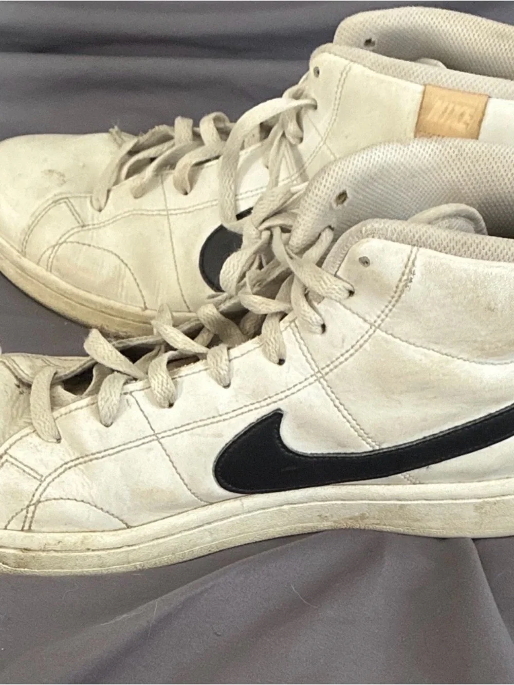 Nike Men’s Beige High-Top Sneakers with Black Swoosh